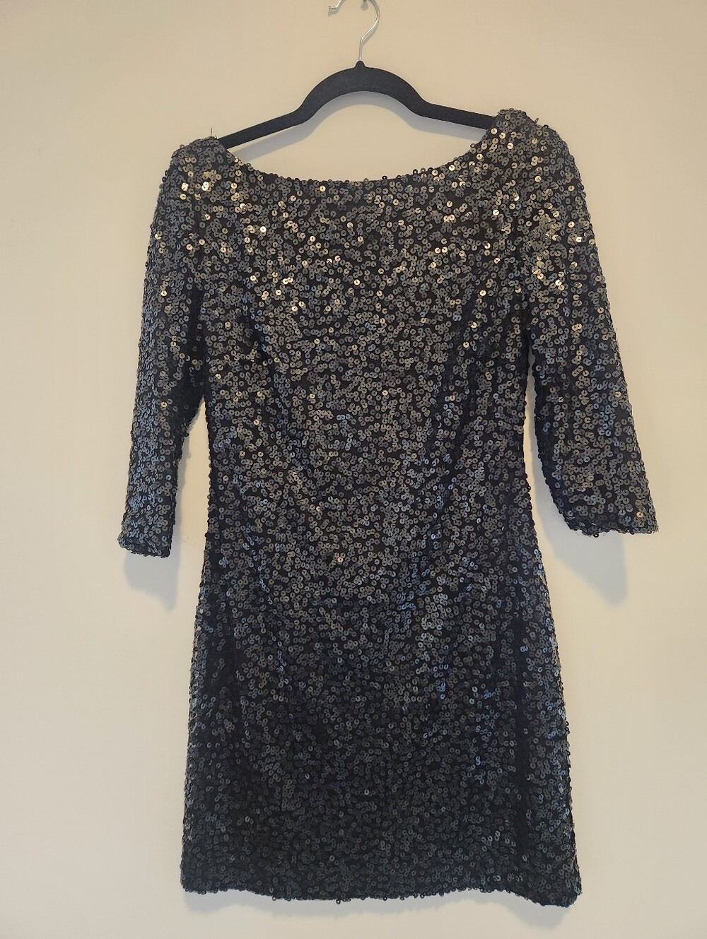 Jessica Simpson Cowl Back Black Sequin Mini Dress